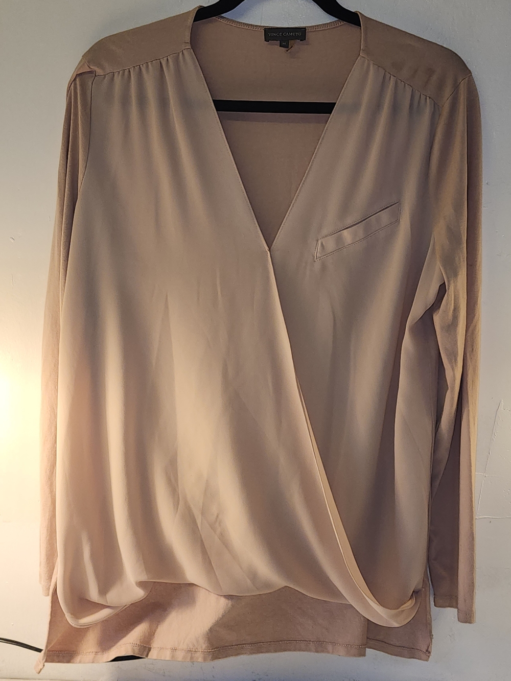 Vince Camuto Blush Surplice V-Neck Long Sleeve Blouse